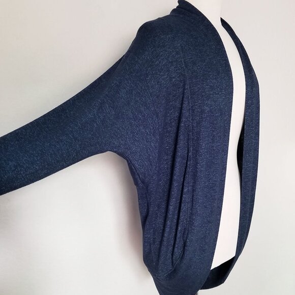 ATHLETA Luxe Pose Wrap Cardigan Heather Blue Cocoon Circle Longline Thumbhole - Picture 8 of 14